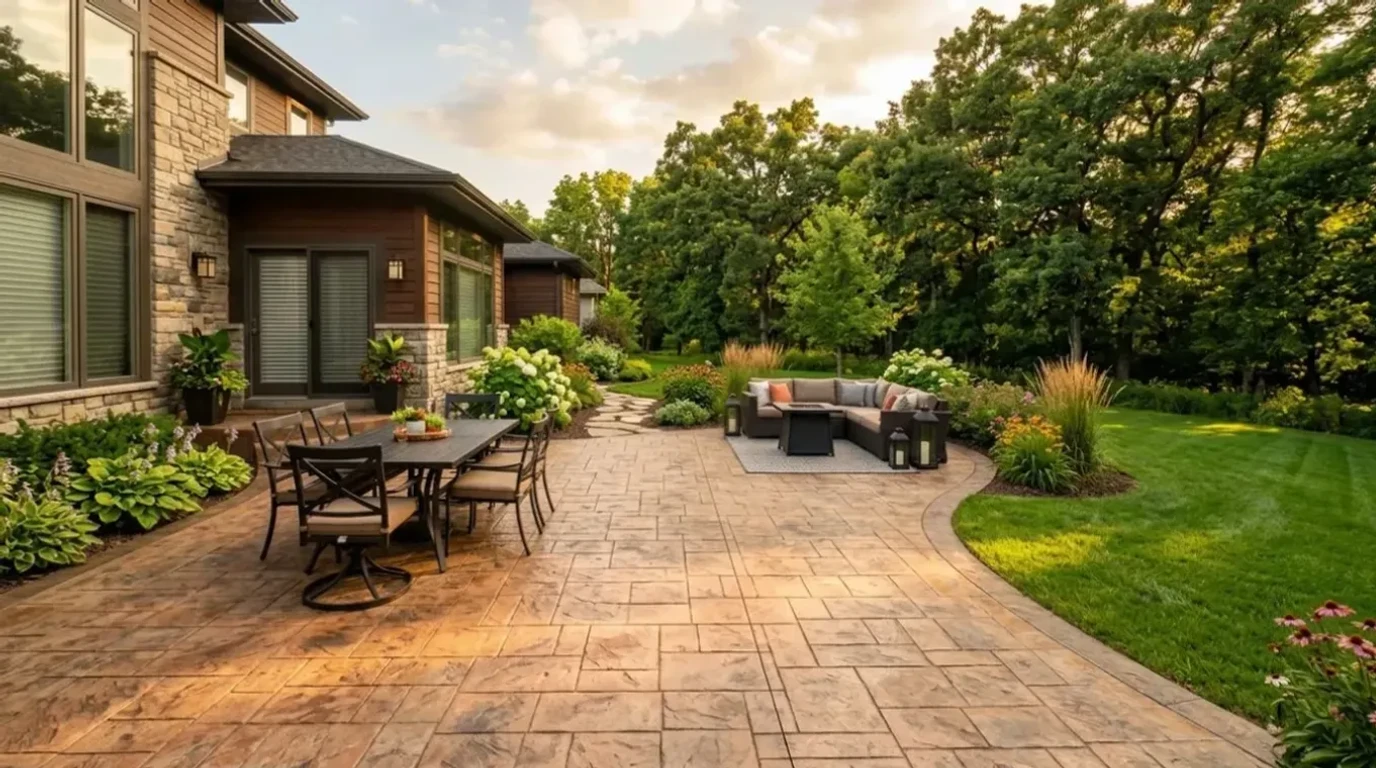 Beautiful stamped decorative concrete patio