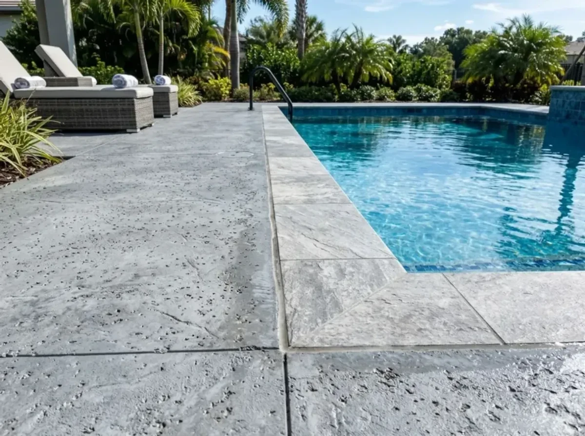 Decorative concrete pool deck