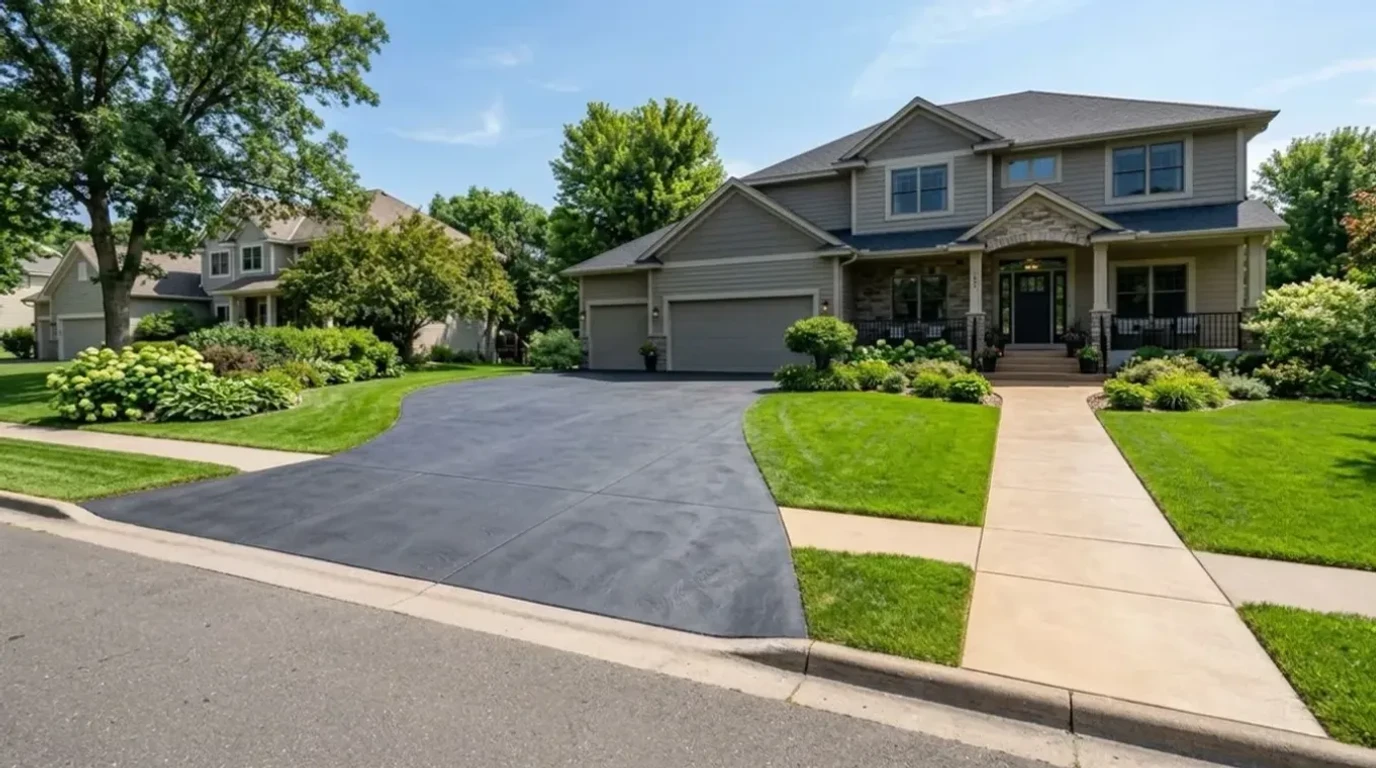 Colored concrete driveway installation in Minnetonka, MN by Jensen Decorative Concrete