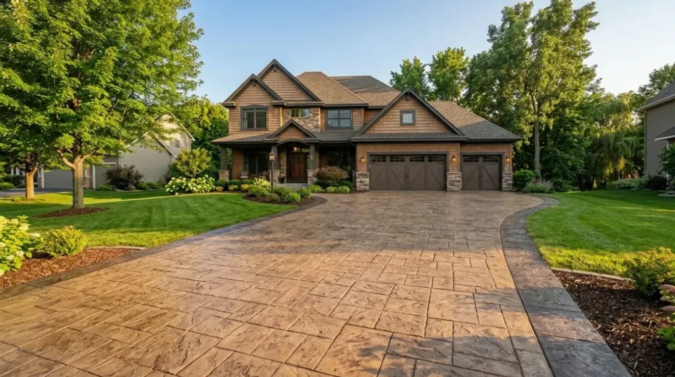 Decorative concrete driveway installation in Minnetonka, MN