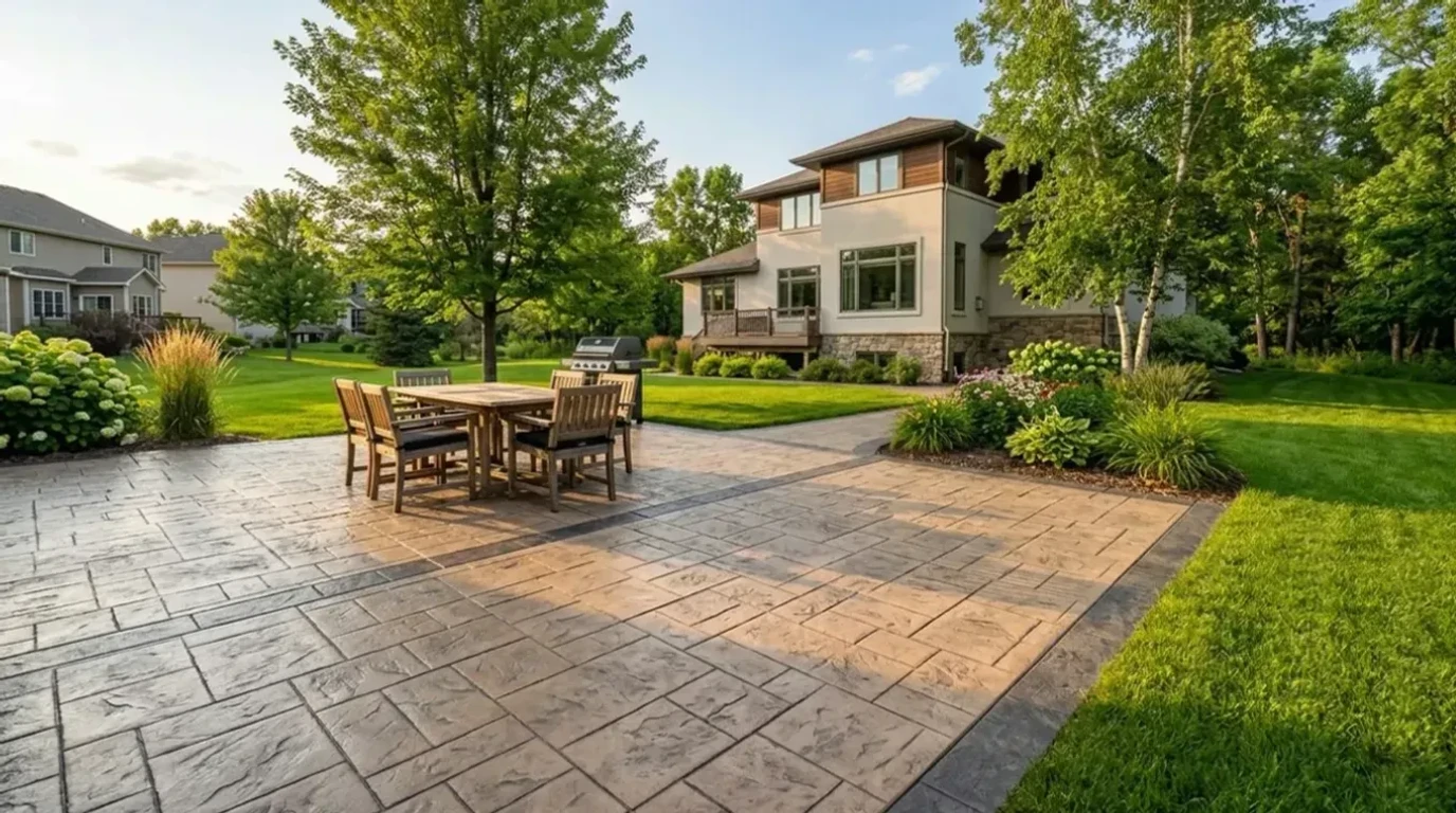 Decorative concrete patio installation in Bloomington, MN by Jensen Decorative Concrete